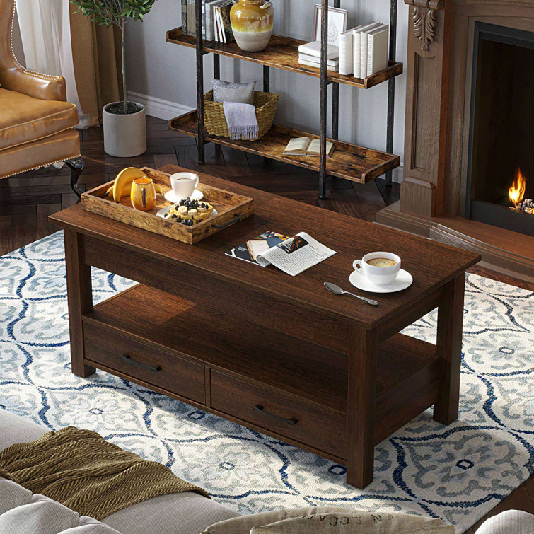 Espresso coffee table with outlet storage